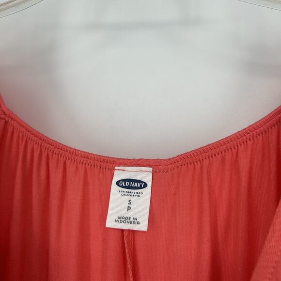 Old Navy Flounce Romper Pink Flowy Drawstring Short Sleeve Summer Size S - Picture 9 of 10